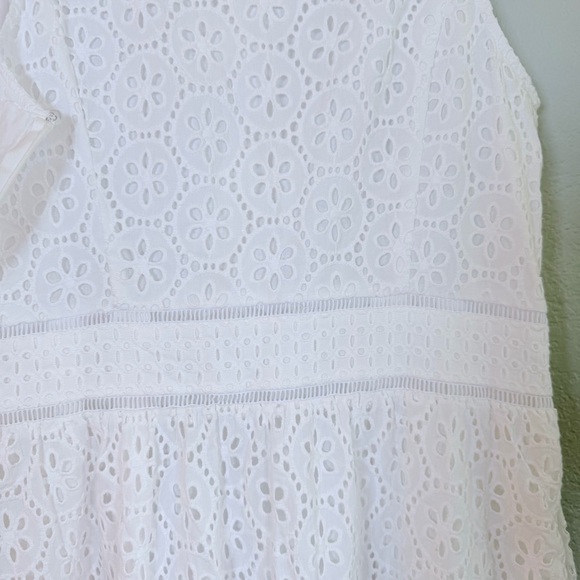 1901 Cotton White Eyelet Cottagecore Button Up Sleeveless Bohemian Midi Dress 12 - Picture 8 of 13